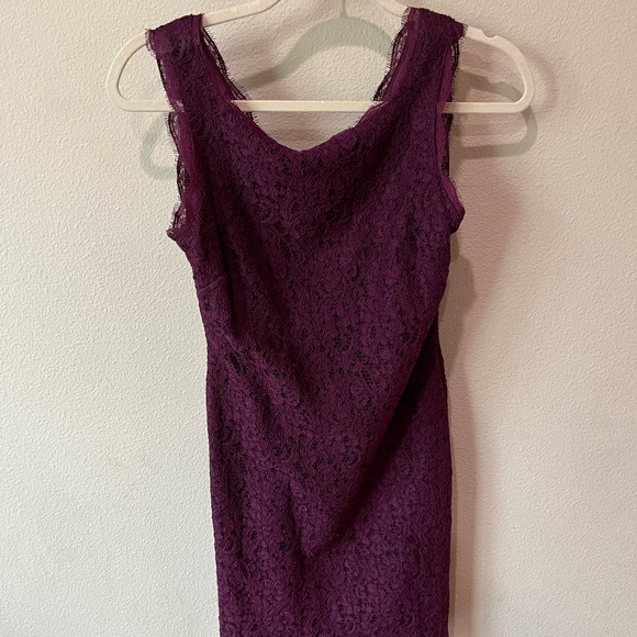 Adrianna Papell Lace Sleeveless dress size 4 purple mulberry square neck elegant - Picture 4 of 8